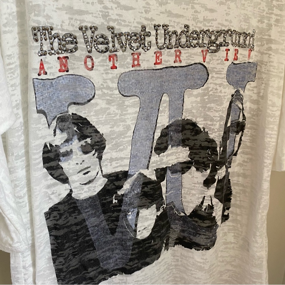 Faith Connexion The Velvet Underground Rhinestone Bling T Shirt Size Large Sheer - Picture 8 of 11